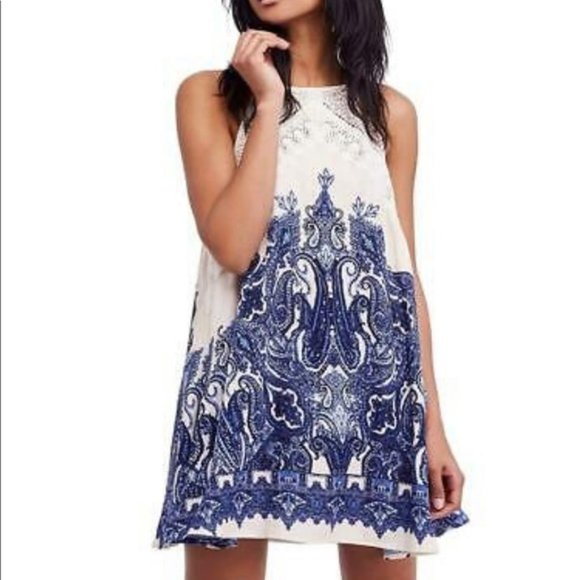 Free People Paisley Crochet Mini Sundress NWOT - Picture 2 of 8